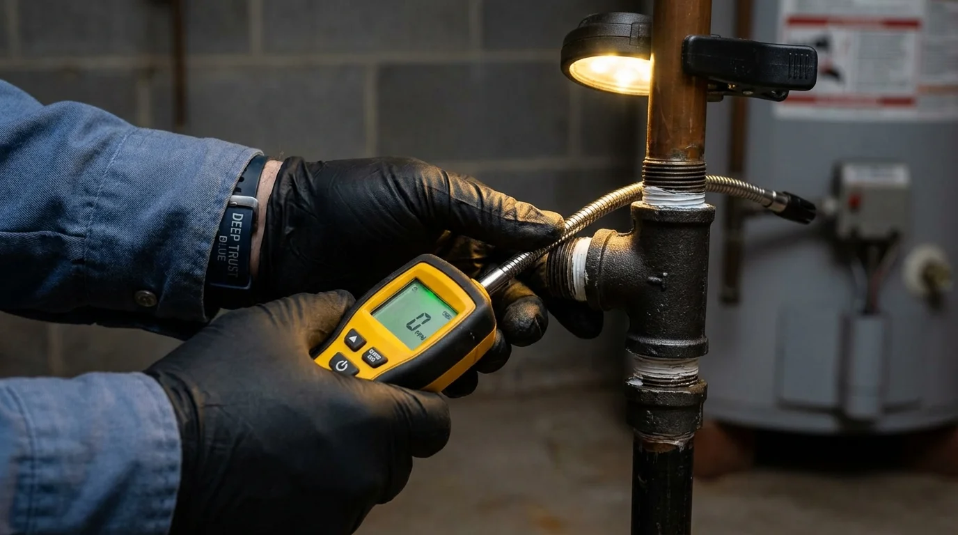 Gas leak detection with electronic sniffer by Johns Plumbing LLC in Huntington Station